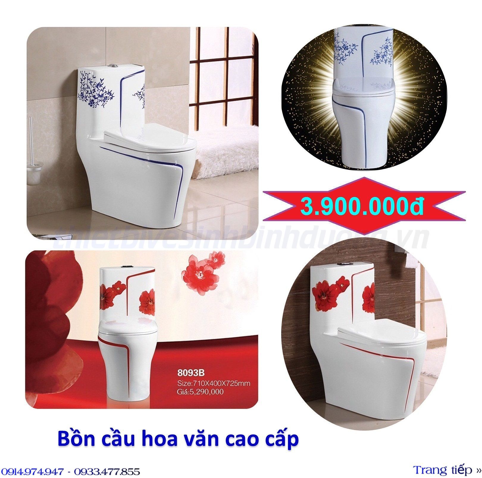 KM02- Bồn cầu sứ hoa văn cao cấp